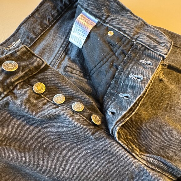 Old Navy Jeans Size 8 Black Button Fly High Rise Slouchy Straight  Distressed - Picture 4 of 12